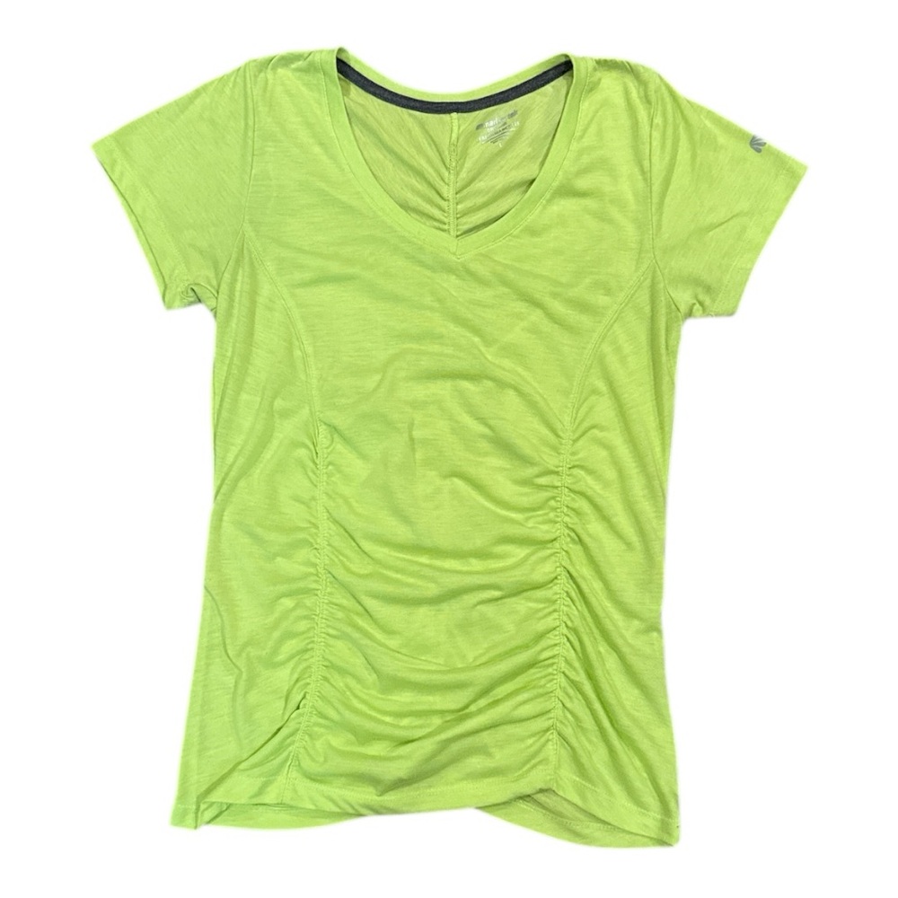 Women’s Marika Tek dry-wik short sleeve performance tee with ruching in size L